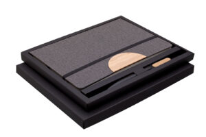 SAMBRO zápisník s propiskou v krabičce šedá s potiskem